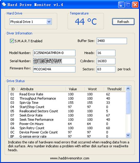 hard drive temperature readings